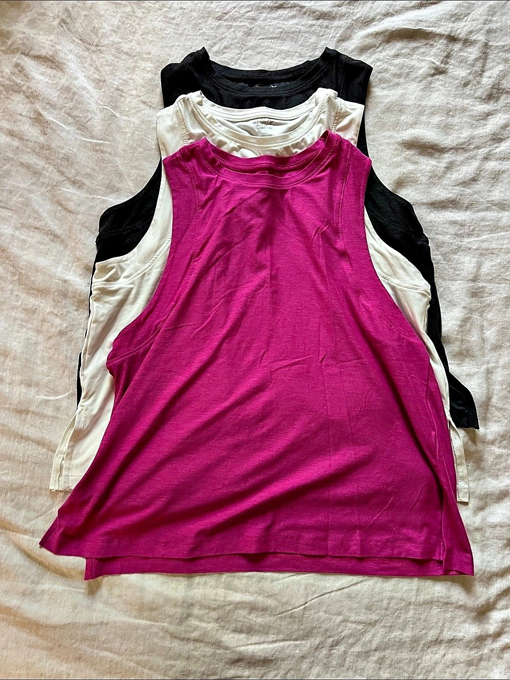 Old Navy CloudMotion Tank Top 3-Pack Pink, White & Gray